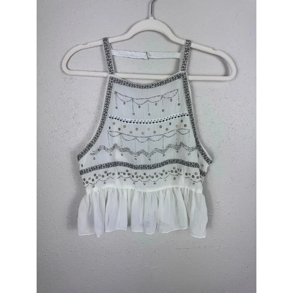 Free People Camille Silky Embroidered Camisole Womens Size Small